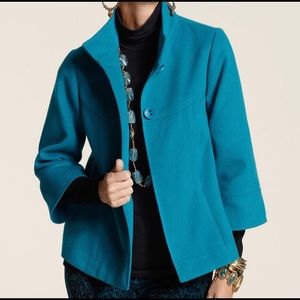 Chico’s saila swing teal blazer NWT